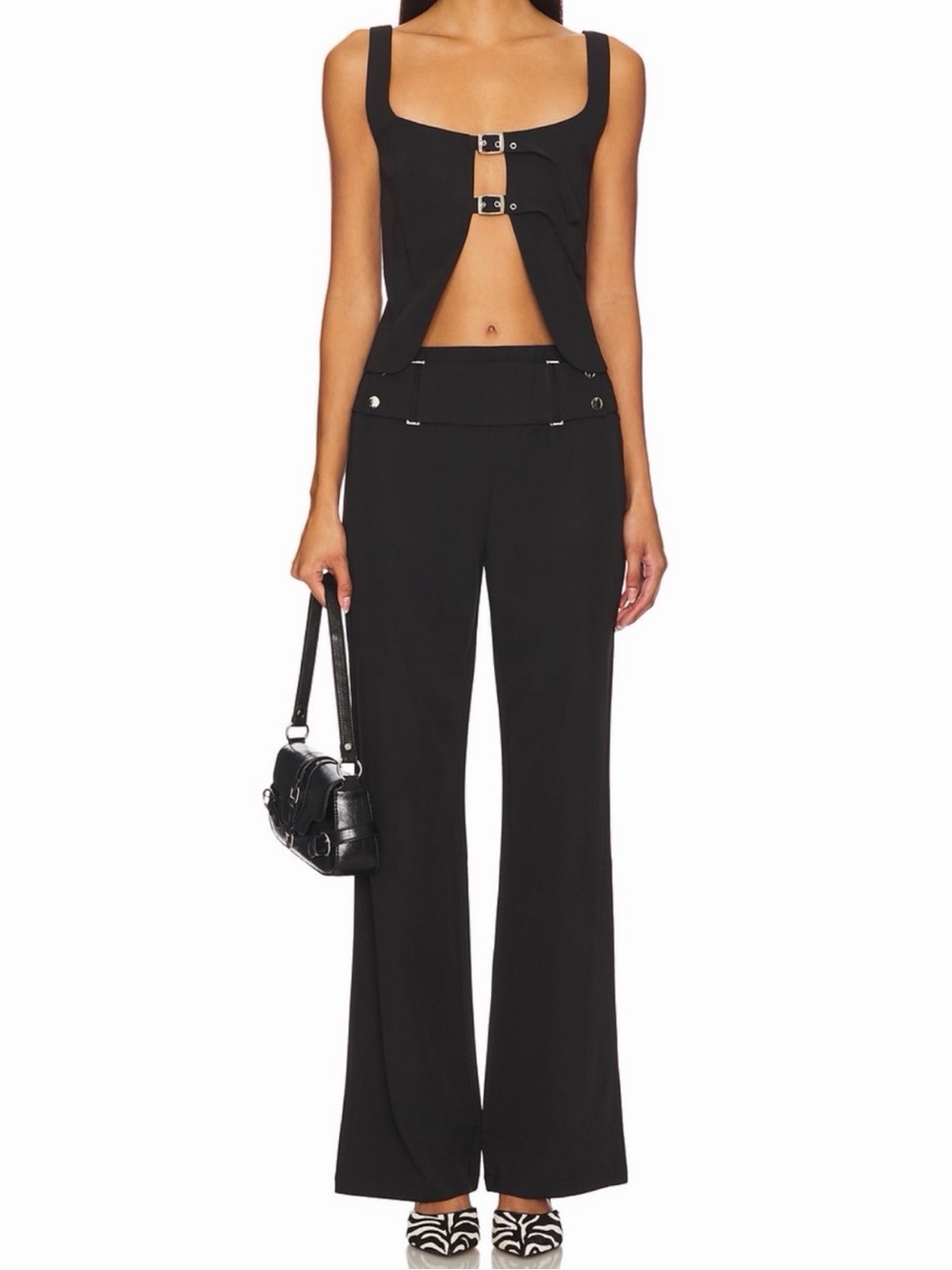 BY.DYLN Black Buckle Two Piece Set
